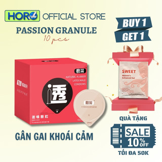  Bao cao su Juncai 0.01 Gân gai Siêu mỏng Passion Granule nhiều gel bôi trơn Chất lượng quốc tế, Hộp 10 BCS