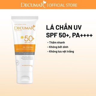 Kem Chống Nắng Ngăn Ngừa Mụn Decumar Advanced 50g, kiểm soát nhờn, thẩm thấu nhanh, SPF 50+, PA++++ - DAV02