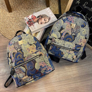 balo to, balo đi học size 40 hoạ tiết vải gấu xanh cho nam và nữ kiểu dáng cute dễ thương ngăn to rộng dãi