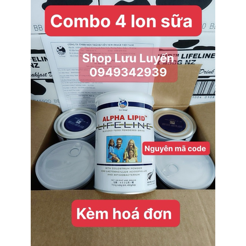 [kèm hoá đơn ] 4 lon sữa non alpha lipid lifeline nhập khẩu New Zealand 450g.