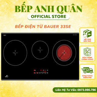 Bếp điện từ BAUER BE 33SE | Nhập khẩu nguyên chiếc Malaysia | Bếp 2 từ 1 hồng ngoại | Bảo hành 3 năm