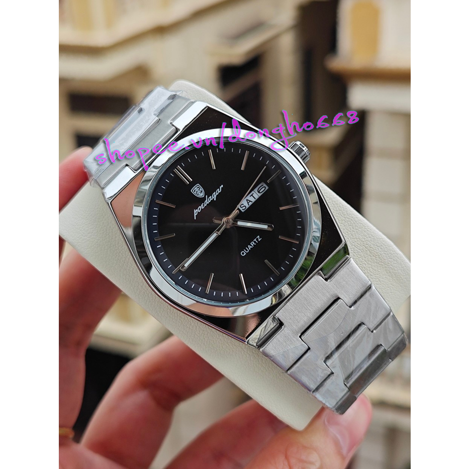 Đồng hồ nam Poedagar 930 PRX chính hãng có lịch thứ, dây thép không gỉ, chống nước, tặng kèm cắt mắt | BigBuy360 - bigbuy360.vn