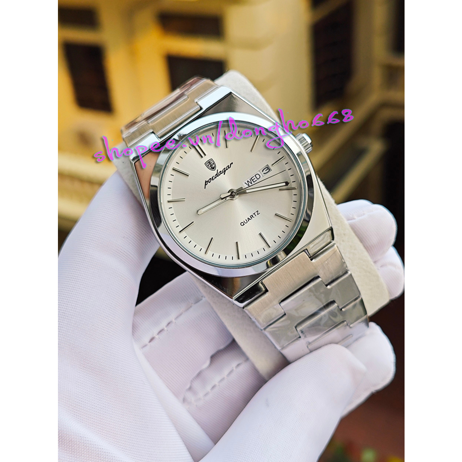 Đồng hồ nam Poedagar 930 PRX chính hãng có lịch thứ, dây thép không gỉ, chống nước, tặng kèm cắt mắt | BigBuy360 - bigbuy360.vn