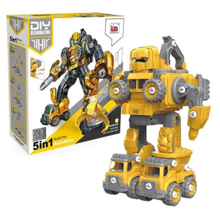 5 xe ô tô hợp thể thành rô bốt, đồ chơi lắp ráp robot biến hình cho bé