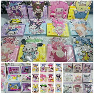 Tranh đính đá mini gấu dâu, đính đá mini sanrio dễ thương cho bé, tranh đính đá khung mini kuromi, tranh đính đá dể bàn