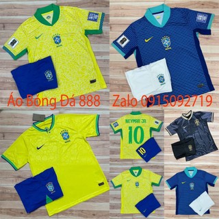 Bộ Quần Áo Bóng Đá Đội Tuyển Brasil 2024, Áo Đá Banh Braxin - Chuẩn Mẫu Thi Đấu - Vải Polyester Gai Thái