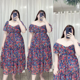 [BIGSIZE LINH NGUYỄN] ĐẦM MAXI PHOM DÀI THẮT NGỰC CỘT CỔ 60-90kg