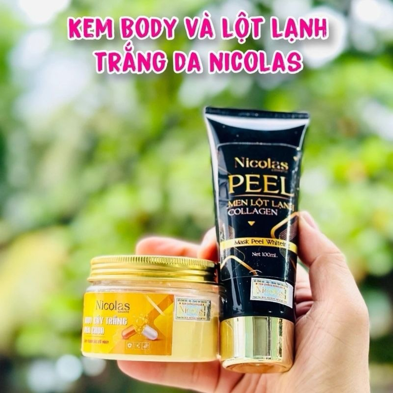 COMBO PEEL TRẮNG DA NICOLAS hàng xịn ( kem body và lột lạnh)