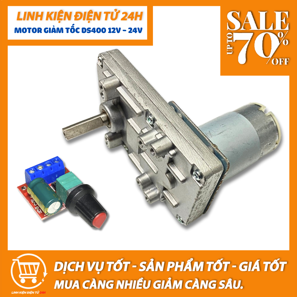Động cơ DS400 24V + 1 MẠCH ĐIỀU KHIỂN TỐC ĐỘ (Siêu êm - Siêu rẻ - Siêu khỏe)
