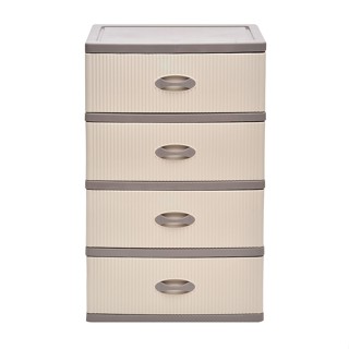 Tủ nhựa ngăn kéo đựng quần áo  - Tủ Lớn Sọc Màu Ghi 4 Tầng- Song Long Plastic-T999