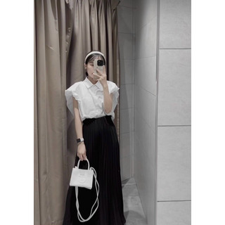 SET ÁO TAY PHỒNG CV MIDI ĐEN XẾP LI
