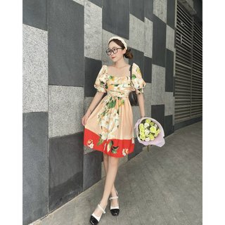 Đầm xoè tay phồng dáng xinh
