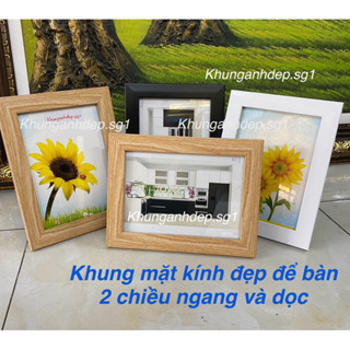 Khung ảnh để bàn mặt kính màu vân gỗ, trắng, đen kích thước 13x18 (cm).