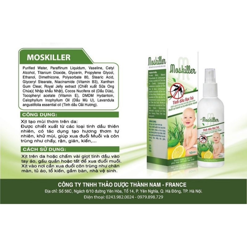 Tinh Dầu Bạc Hà Đuổi Muỗi MOSKILLR 50ML