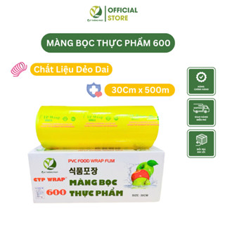 Màng bọc thực phẩm Cát Tường Phát 600 size 30cm x 500m cao cấp, nilon bọc thức ăn đảm bảo an toàn vệ sinh thực phẩm