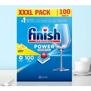 Viên Rửa Chén Bát Hương Chanh Finish Powerball 100 viên ( tổng hợp gồm muối, bột, bóng) + Tặng viên Finish