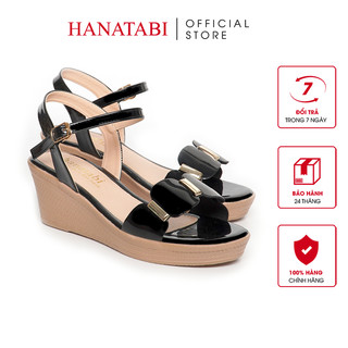 Giày sandal nữ đế xuồng pu siêu nhẹ cao 5cm hanatabi quai ngang hậu c mã hnsd6f992