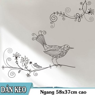 Decal dán tường / kính cao cấp - Chim Hoa văn tinh tế