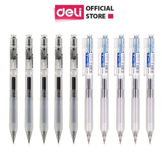 Bút Bi Nước Deli  A575 Mực Gel Xanh/Đen Ngòi 0.5mm Màu Đen Deli Thiết Kế Vỏ Trong Suốt