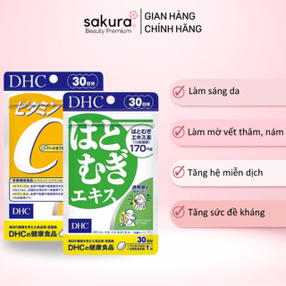Combo sáng da, giảm thâm (DHC vitamin C + DHC Adlay Extract) - Sakura Beauty Premium