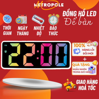Đồng hồ led rgb để bàn thông minh hiển thị thời gian,nhiệt độ, báo thức, màn gương, nguồn usb hoặc pin aaa