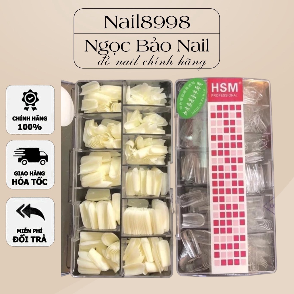 [ HSM CHÍNH HÃNG] Móng Up HSM , Móng Hsm Fom Vuông ( Hộp 500pcs )