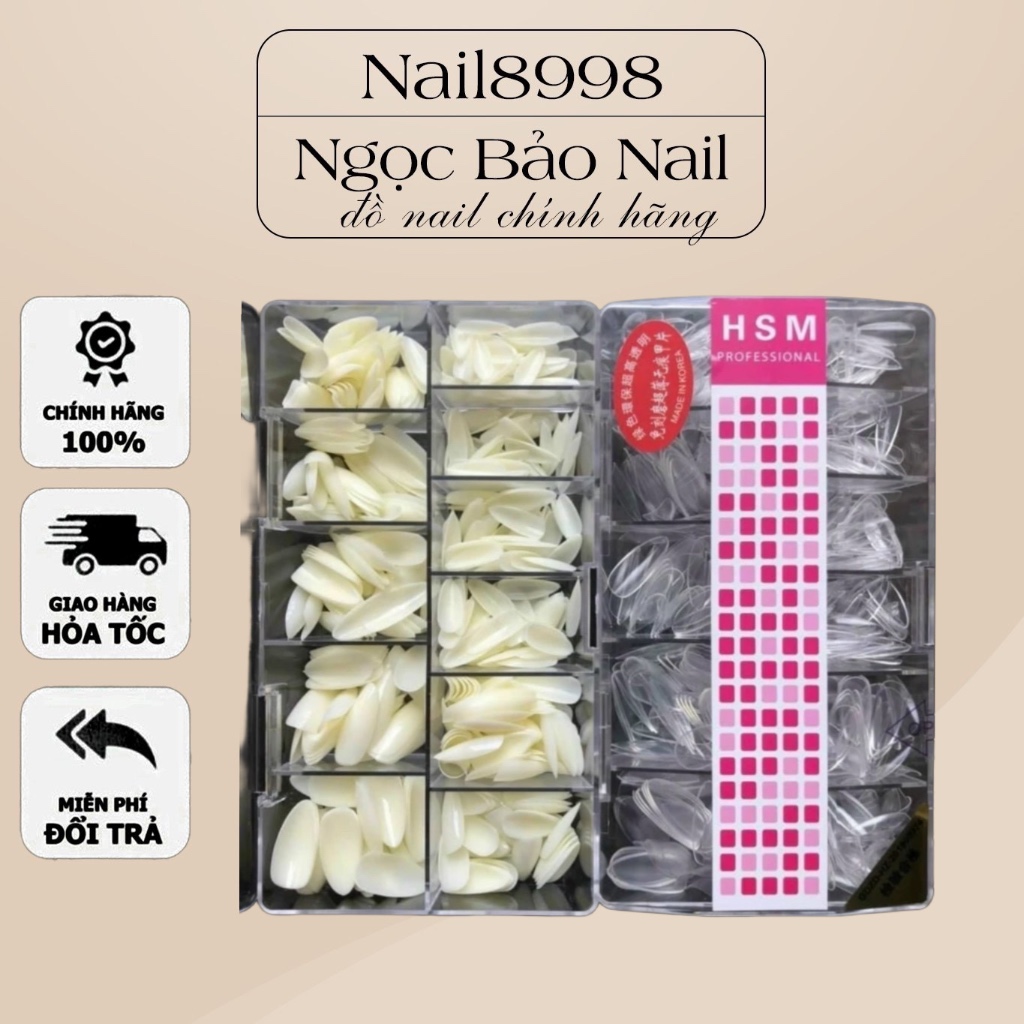 [ HSM CHÍNH HÃNG ] Móng Úp Tay , Móng Up HSM Fom Bầu , Hsm Fom Nhọn Ngắn ( hộp 500pcs )
