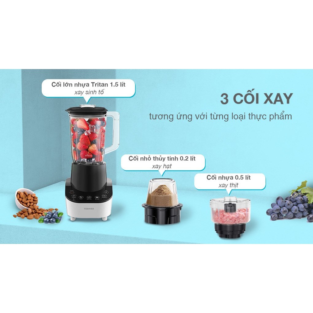 Máy xay sinh tố Toshiba BL-70PS1PV, lưỡi dao 6 cánh, xay đá, công suất 700w, chính hãng 100%