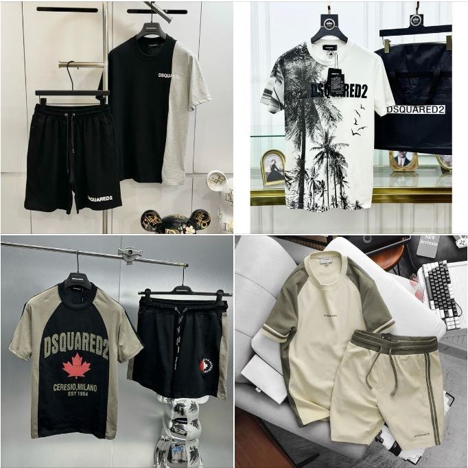 🔥Hot🔥 Bộ quần áo cộc thể thao nam Nam DSQUARED2, set cổ bẻ DSQ2 thun hè nam , bộ đồ nam thun cotton thái cực đẹp