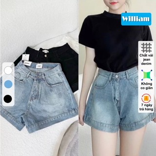 (Có big size) Quần short jean nữ lưng cao ống rộng, chất vải denim không co giãn cực xinh Jean nữ William - AT346