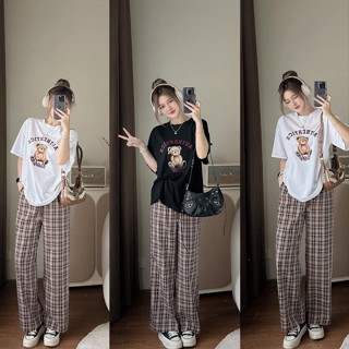 Có bigsize đến 85kg đồ bộ nữ cotton quần dài ống rộng, set đồ đi chơi, mặc ở nhà fullsize(40-85kg) D22