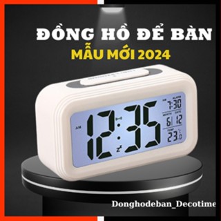 Đồng hồ để bàn [ Mẫu mới 2024 ] , đồng hồ decor led mini báo thức điện tử trang trí  cute nhiều màu, decor bàn học phòng