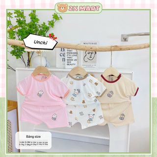 Bộ cộc tay cho bé trai gái cotton giấy cài vai loại đẹp