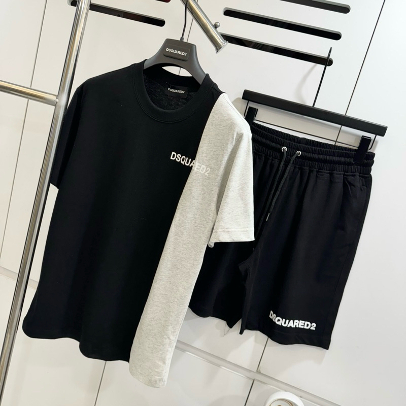 🔥Hot🔥 Bộ quần áo cộc thể thao nam Nam DSQUARED2, set cổ bẻ DSQ2 thun hè nam , bộ đồ nam thun cotton thái cực đẹp