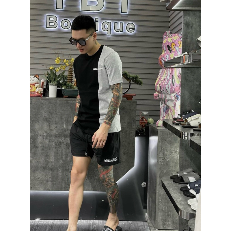 🔥Hot🔥 Bộ quần áo cộc thể thao nam Nam DSQUARED2, set cổ bẻ DSQ2 thun hè nam , bộ đồ nam thun cotton thái cực đẹp
