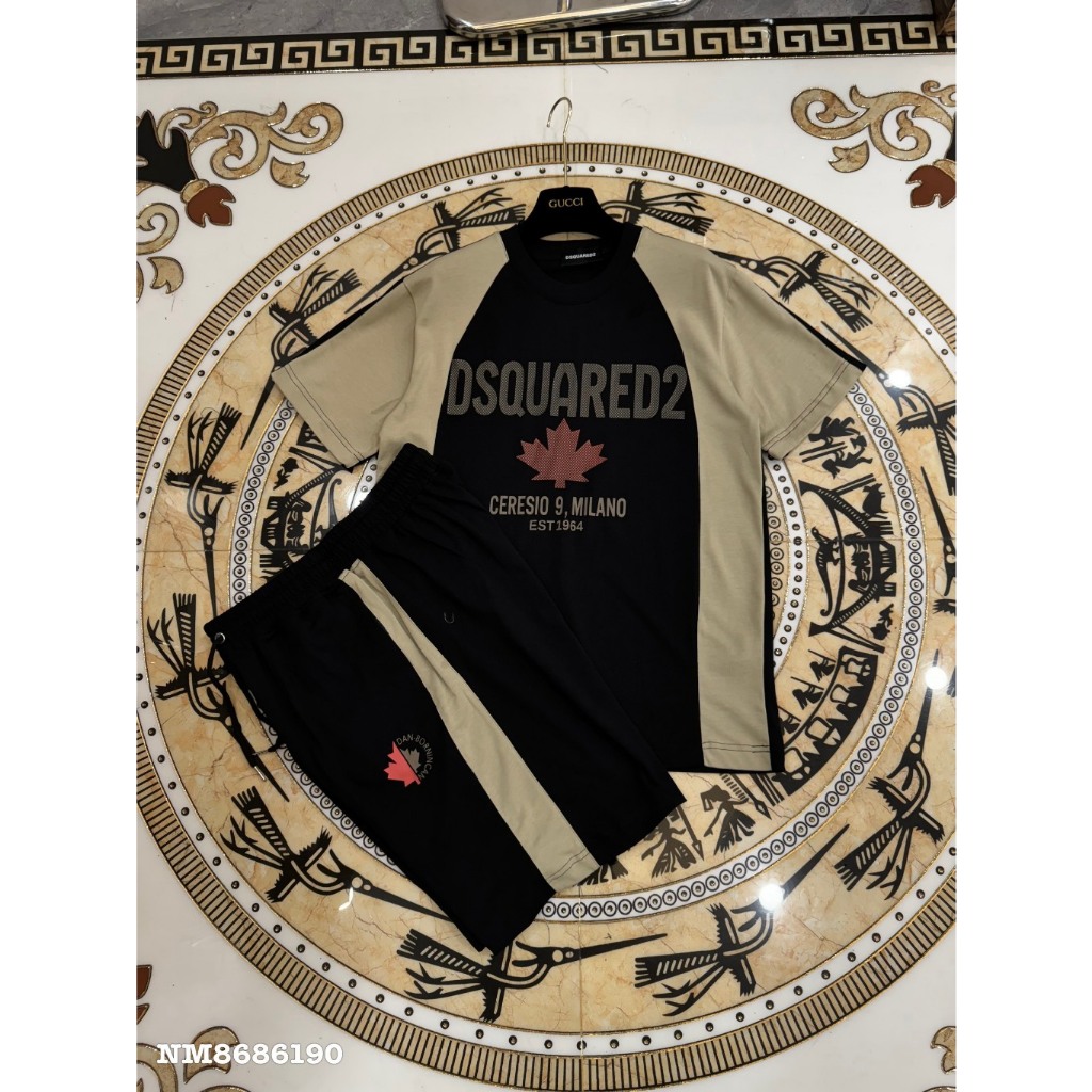 🔥Hot🔥 Bộ quần áo cộc thể thao nam Nam DSQUARED2, set cổ bẻ DSQ2 thun hè nam , bộ đồ nam thun cotton thái cực đẹp