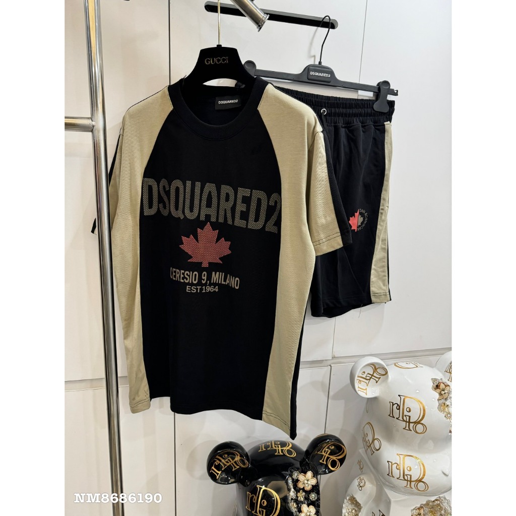 🔥Hot🔥 Bộ quần áo cộc thể thao nam Nam DSQUARED2, set cổ bẻ DSQ2 thun hè nam , bộ đồ nam thun cotton thái cực đẹp