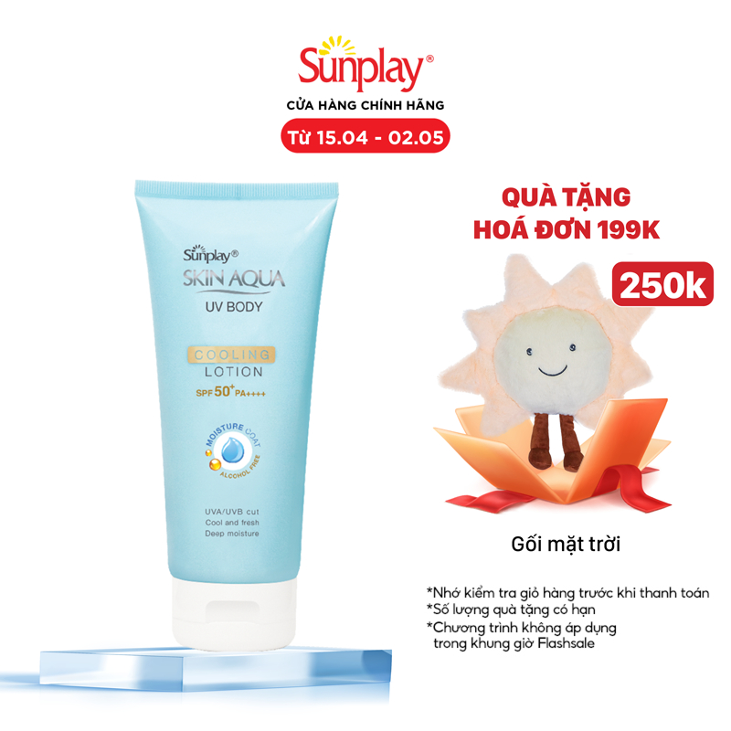 Kem chống nắng body Skin Aqua mát lạnh dùng hàng ngày  Sunplay Skin Aqua UV Body Cooling Lotion SPF 50+ PA++++ 150g