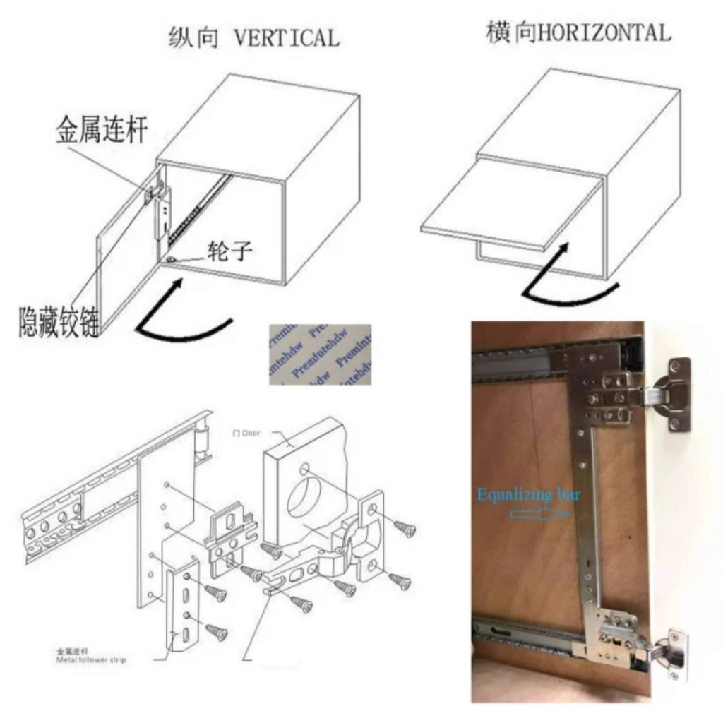 Ray trượt cửa lùa tivi flipper door VNH - Dấu cánh - Kéo mở dễ dàng - Phụ kiện thông minh (bộ)