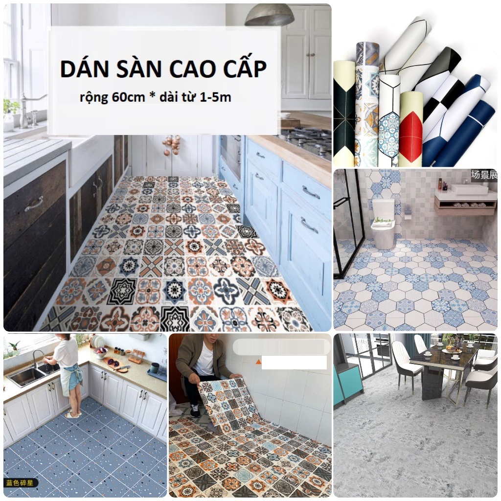 Giấy dán nền nhà nhiều mẫu lựa chọn 💖 SALE TỐT 💖 Giấy dán tường dán sàn nhà chống thấm nước