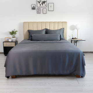 Bộ 4 món drap áo gối Tencel Jun Store Cool Plus màu xám đen nhiều kích thước (không kèm mền)
