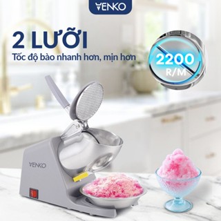 [TẶNG KHAY ĐỰNG] Máy Bào Đá, Máy Xay Đá 2 Lưỡi 2 Nắp Công Suất 500W, Xay Siêu Mạnh Siêu Khỏe