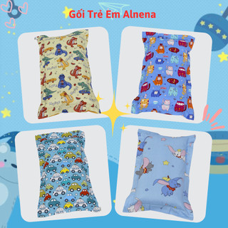 Gối ngủ cho bé ALNENA Cotton thiên nhiên thoáng mát thấm hút tốt an toàn mềm dịu cho da 30cmx50cm
