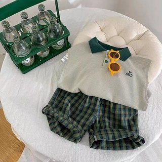 Sét bộ polo tentop AMO Qc(áo+quần) chất áo thông hơi mềm mại mix quần kẻ linen phù hợp cho bé đi chơi size 9-20kg