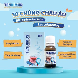 Men vi sinh 10 chủng Tenbimus giúp hỗ trợ tiêu hóa, biếng ăn, cải thiện hệ vi sinh đường ruột, tăng cường sức đề kháng