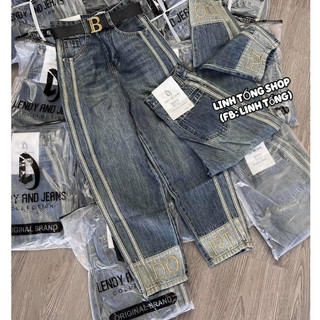 Quần baggy jean nữ size đại thêu chữ rido quần bò boy bigsize