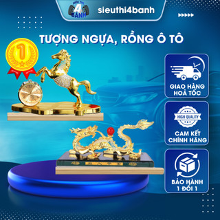 Tượng Ngựa Vàng, Tượng Rồng Vàng Đính Đá Phong Thủy Kèm Nước Hoa Trên Xe Ô Tô - Trang Trí Taplo Nội Thất Ô Tô