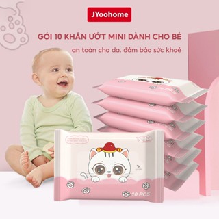 Bịch 10 Khăn Ướt Mini Bỏ Túi Dành Cho Bé Trẻ Sơ Sinh JYoohome Giấy Ướt Không Cồn An Toàn Cho Bé