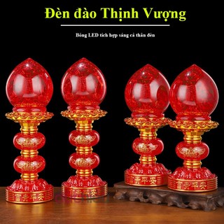 Đèn để bàn thờ cúng LED trái đào 2 chế độ cắm điện hoặc dùng pin, đèn thờ cúng hoa sen - Đức Hiếu Shop