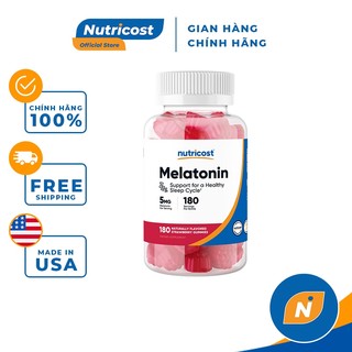 NUTRICOST MELATONIN 5MG - Viên Uống Hỗ Trợ, Cải Thiện Chất Lượng Gi ấc Ng ủ Ngon 180 Viên mềm(Lọ)